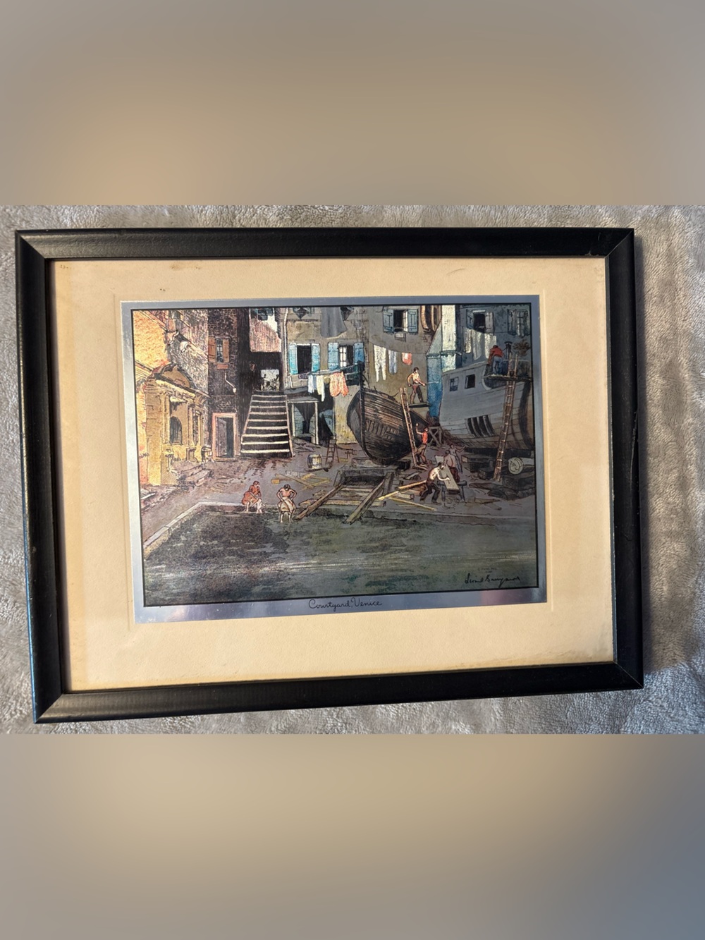 Courtyard Venice Foil Etching Framed